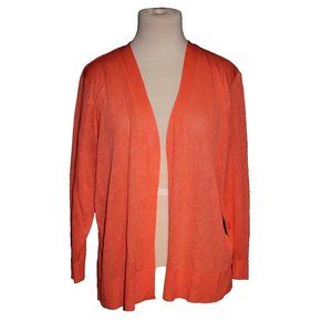 EST. 1836 Women's Cardigan Sweater Open Front Coral Orange Size 18/20W NEW NWT